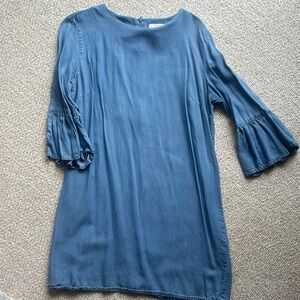 Zara Blue Tunic with Ruffled 3/4 Sleeves